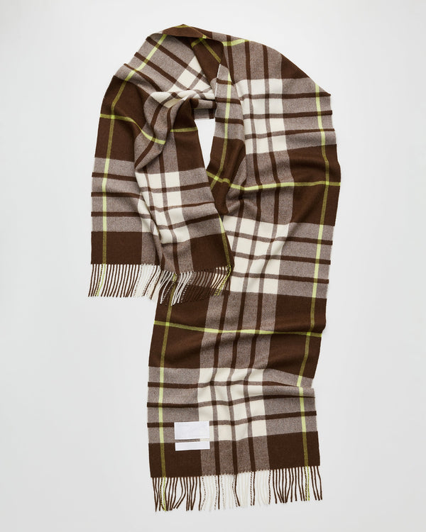 Queen scarf | Tobacco brown tartan Baby alpaca